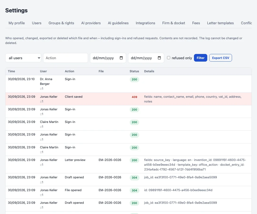 The audit log