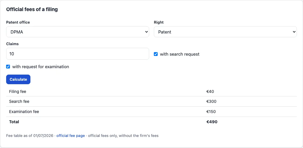 The fee settings with the weekly comparison against the offices