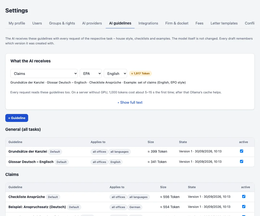 The AI guidelines with versions
